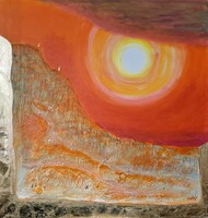 Prima díjas művésztől, A választás tere, aranyozott zománcozott kép, 100x95 cm Károlyfi Zsófia(1952)