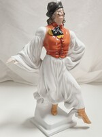 Herendi porcelán táncoló juhász, betyár figurális szobor - 29,5 cm