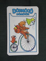 Kártyanaptár,Dörmögő Dömötör ifjúsági újság magazin,grafika,medve,kerékpár, 1989  (2)