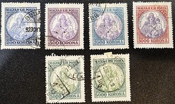 Magyar Koronás Madonna (1923-24) – 6 db-os sorozat különleges bélyegzésekkel