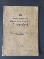 Régi Értesítő Himesházi István szül. Aszódon, IX. ker. Soroksári úti Községi Elemi Iskola  1936-tól