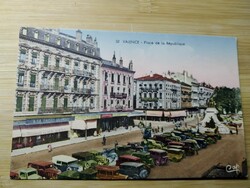 Franciaország, Valence, Köztársaság tér, régi autók, postatiszta, kb 1920-40 év közötti