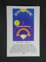Kártyanaptár,trafik ajándék üzlet,Horoszkóp,mérleg, 1990  (2)