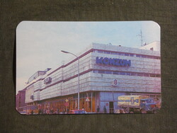 Kártyanaptár,Pécs,Konzum áruház,IFA teherautó,Ikarus autóbusz,buszmegálló, 1990  (2)