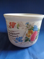 Antik, nagy méretű virágmintás porcelán csupor,csésze,virágkaspó,