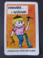 Régi  Kártyanaptár 1972 - Gyerekjáték a barkácsolás - A BELKER kölcsönző boltjaiból