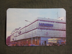 Kártyanaptár,Pécs,Konzum áruház,IFA teherautó,Ikarus autóbusz,buszmegálló, 1990  (2)