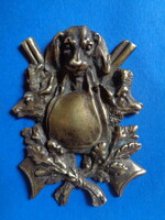 Vadász bronz öntvény cca 1900 ,vizslával