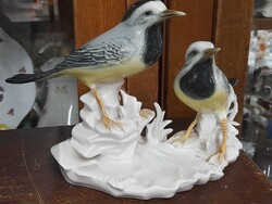 Német,Germany Volkstedt Karl ENS Madár Pár Porcelán Szobor,Figura.14.5 cm.