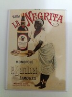 Klasszikus "Rhum La Négrita" reklámplakát miniatúra fém lapon HŰTŐMÁGNES HASZNÁLATLAN BONTATLAN