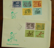 FDC pár: 1965. A tenisz története bélyegsorral