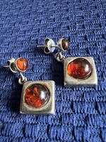 Vintage ezüst borostyán fülbevaló