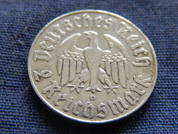 Németország Harmadik Birodalom 2 Mark 1933 D 0.6250 ezüst 8 g Luther Márton
