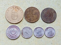 Magyarország 7 db Különböző Érme 5 10 Fillér 1 2 10 100 Forint 1950-1995