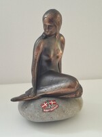 Kis hableány fém szobor, Koppenhága, 12,5 cm