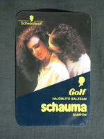 Kártyanaptár,Schwarzkopf,Golf balzsam,Schauma sampon,női modell, 1990  (2)