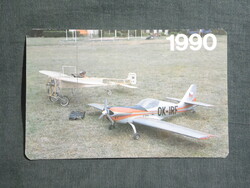 Kártyanaptár,MHSZ sport,repülő modellezés, 1990  (2)
