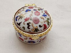 Porcelán szelence cukorka ékszertartó Faberge stílusu Ø4,5x3cm