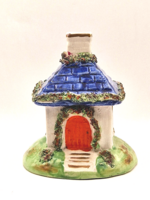 Viktoriánus Flatback Staffordshire házikó mécsestartó 12cm