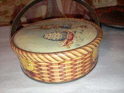 HÚSVÉTI VINTAGE PLÉH DOBOZ  fedeles  füleskosár - Art&Decoration