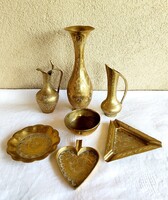 Indiai réz váza, karaffák,tálkák