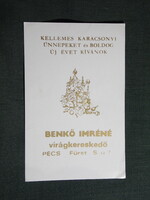 Kártyanaptár,Benkő Imréné virágkereskedő,Pécs, 1986  (2)