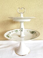 Hollóházi Erika mintás porcelán emeletes kínáló