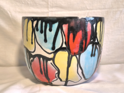 Karácsony Zsuzsa art deco kerámia kaspó