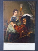 Antik képeslap - Stengel 29708 Rembrandt önarcképe Saskiával