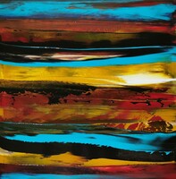 Baján Ildikó festmény 50 x 50 cm. Ősi horizont 2.