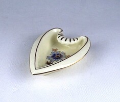 1Z709 Vajszínű búzavirág mintás szív alakú Zsolnay porcelán hamutál