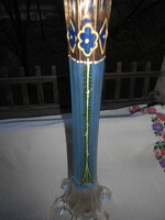 Antique Art Nouveau Painted Glass Vase 25 cm