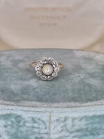 Antik arany margaréta gyűrű gyönngyel és brillekkel