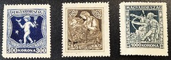 1924. Jótékonyság (I.) teljes sor – 300, 500, 1000 korona – VIII. vízjel