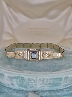 Art deco antik rozé / vörösarany karkötő kék topázzal