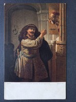 Antik képeslap - Stengel 29741 Rembrandt Simson fenyegeti apósát c.1900 művészeti képeslap