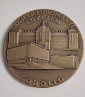 Gödöllő Agrártudományi Egyetem bronz emlékérem  , plakett  5 ,7 cm