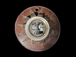 Hollóházi, Szász Endre - Fali tányér bőr keretben