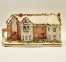 Ritka Antik Viktoriánus Flatback Staffordshire házikó 9cm