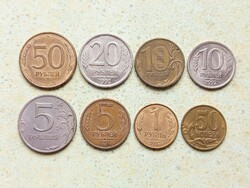 Oroszország 8 db Különböző Érme 50 Kopek Kopejka 1 5 10 20 50 Rubel 1992-1998