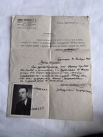 1945-ös igazolvány fényképpel – Bodonyi Szövőipari K.F.T. Budapest–II. világháború kori dokumentum