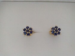 Csodaszép ZAFÍR köves aranyozott ezüst fülbevaló