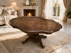 Hibátlan intarziás dohányzóasztal