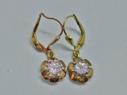 Szépséges 1,9ct  moissanit gyémántos arany  fülbevaló világoskék szikrázó kövek