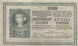 200 korona 1918 restaurált 2000 alatti sorszám sima hátlap 2.