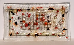 Prémium fuzionált design üvegtálca – egyedi iparművészeti alkotás (30,5 cm)