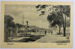 Képeslap, Fonyód, Kikötőrészlet, gőzös, móló