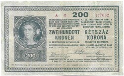 200 korona 1918 restaurált hullámos hátlap