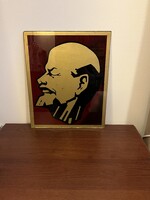 Mid century Lenin festett üveg kép