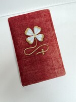 Beautiful 19th Century Red Velvet Notebook with Clover Pattern